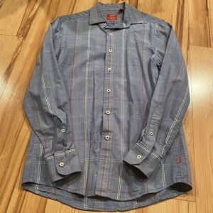 Izod Men's Slim fit Blue Plaid Shirt—S